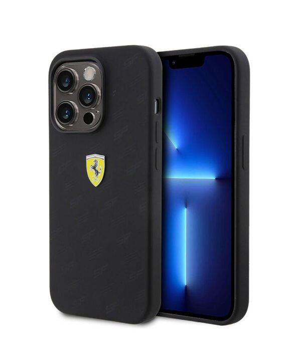 FERRARI HC SILICONE ALL OVER SF BLACK IPHONE 15 PRO