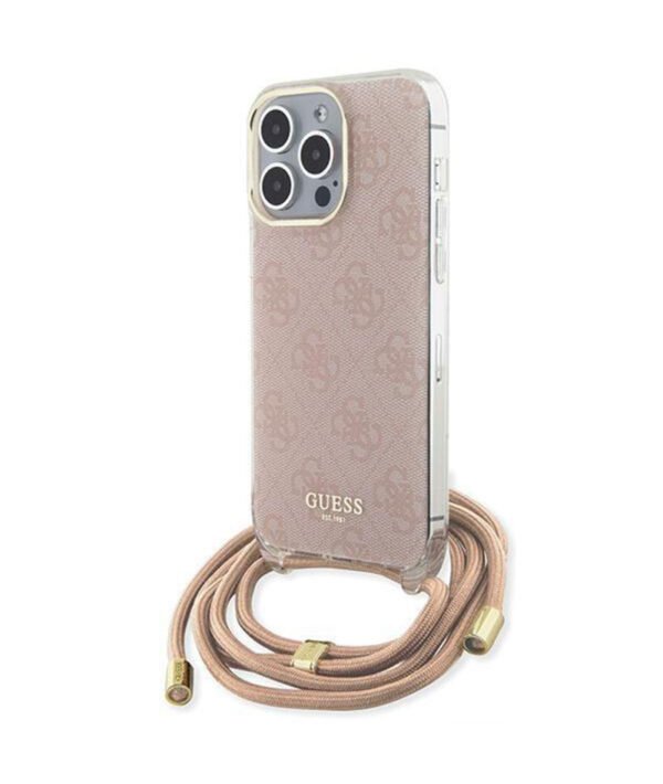 GUESS HC CROSSBODY CORD 4G PRINT PINK IPHONE 15 PRO MAX