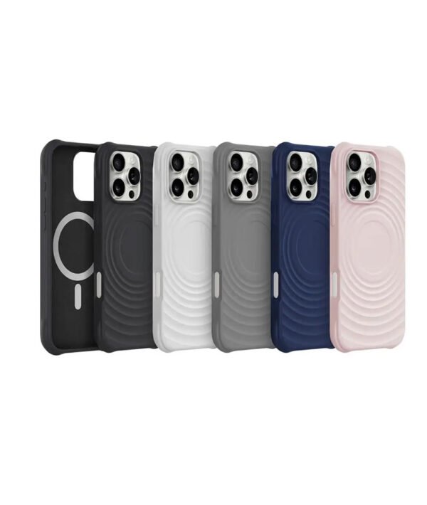 DEVIA iPhone 16, 16 Plus, 16 Pro, 16 Pro Max Ripple Magnetic Shockproof Case(Black, Pink)